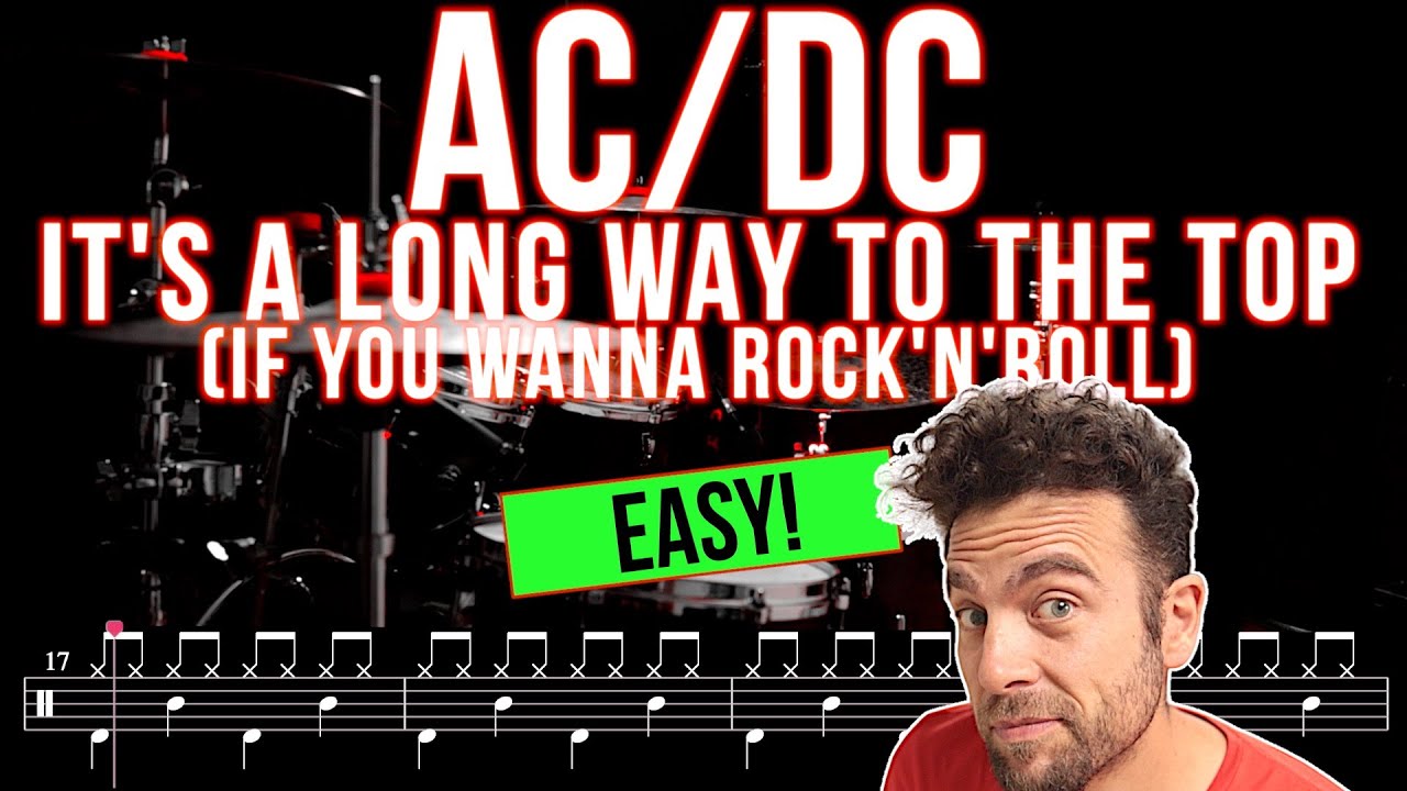 ACDC - It's a Long Way to the Top - Drum cover (with scrolling drum score)