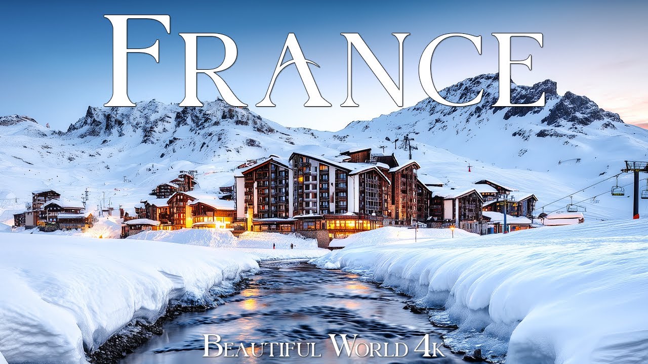 France 4K | Winter Escape to French Alpine Ski Resorts and White Mountain Slopes