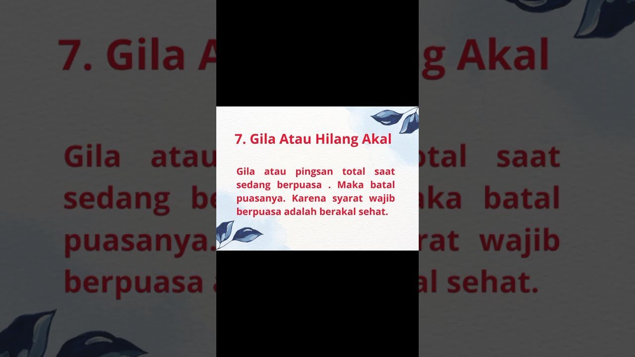 Hal-Hal Yang Membatalkan Puasa