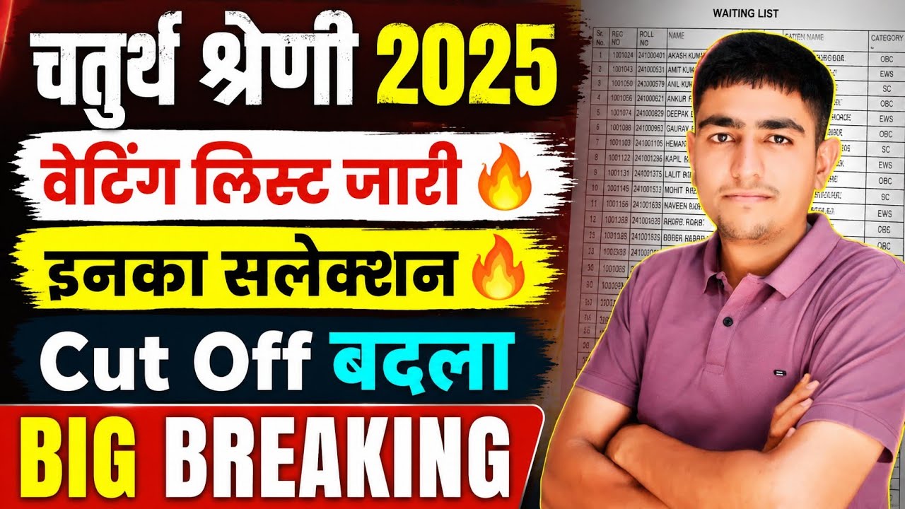 चतुर्थ श्रेणी 2025 🔥 वेटिंग लिस्ट जारी 🔥 इनका सलेक्शन 🔥 Chaturth Shreni Wating List Update 