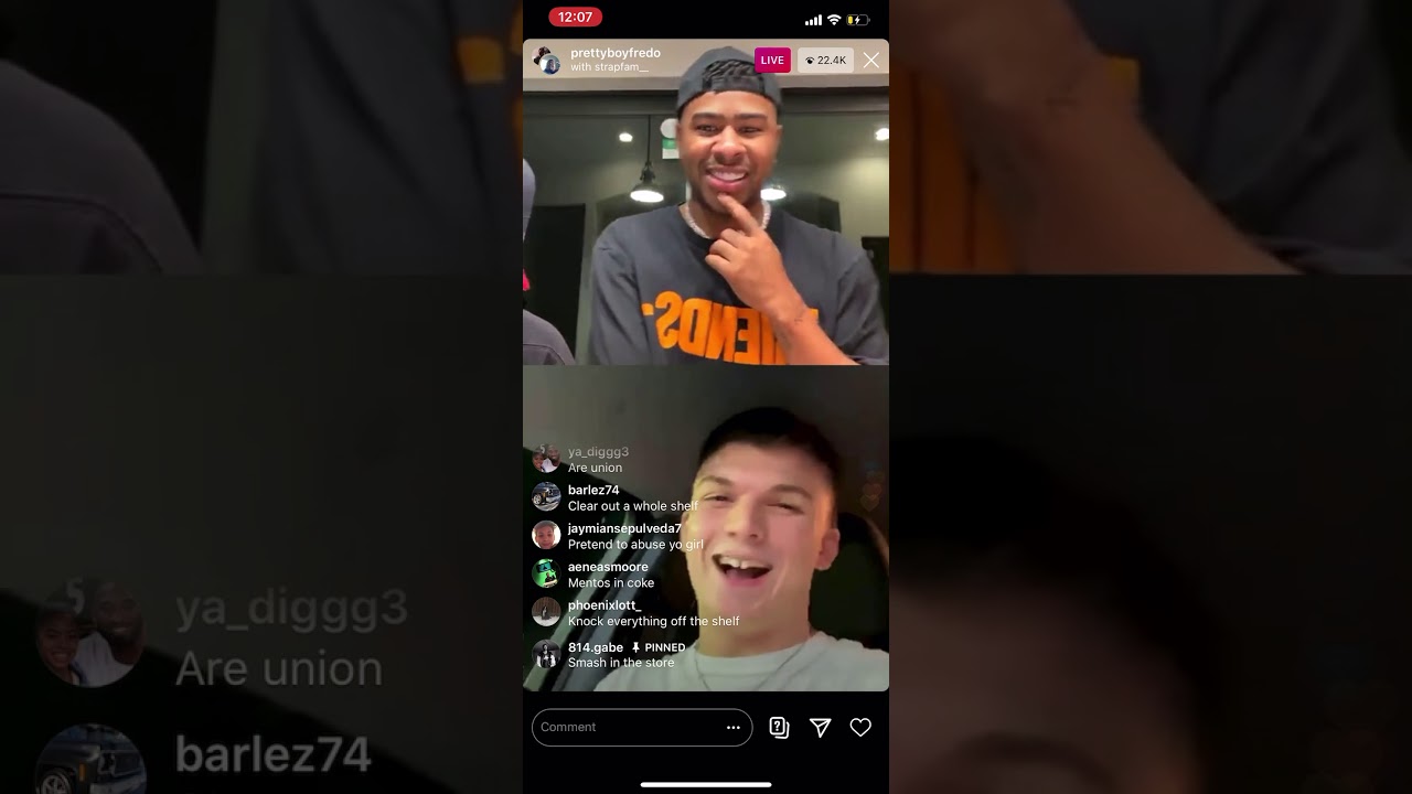 Prettyboyfredo IG Live crazy dares ‼️‼️‼️‼️‼️ Pt.2