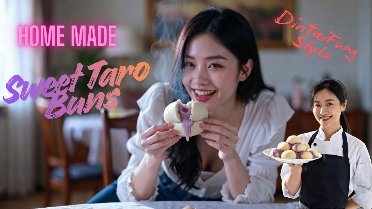 Din Tai Fung Style Chinese Dessert Buns at Home  Sweet Taro Buns Recipe | (Step-by-Step Guide)