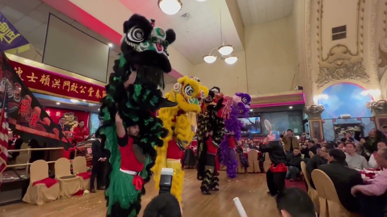 Boston Chinese Freemasons Athletic Club 洪青 - Chinese New Year Banquet 2023 Opening Lion Dance