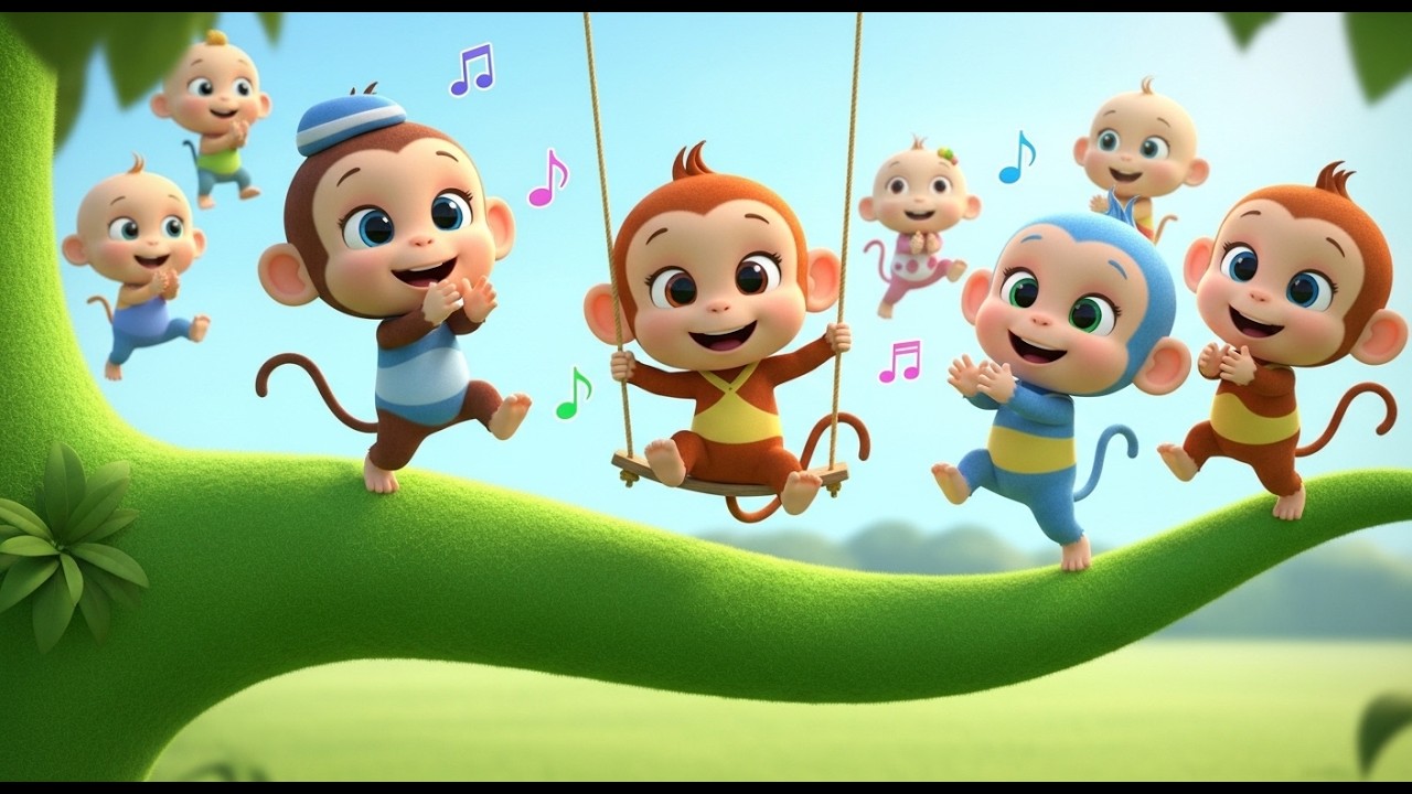 🌴 Monkey Jumping on the Tree 🐵 Fun Baby Dance Song for Toddlers | Baby Giggles TV