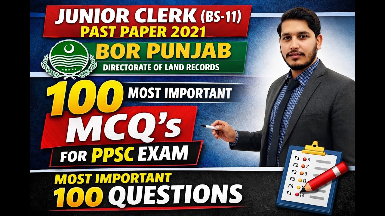 Junior Clerk (BS-11) 2021 BOR Punjab (Directorate Of Land Records)