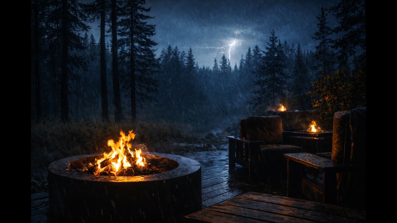 Rainy Forest Fire Ambience (3 Hours) | Cozy Storm Sounds for Sleep, Relaxation & Study