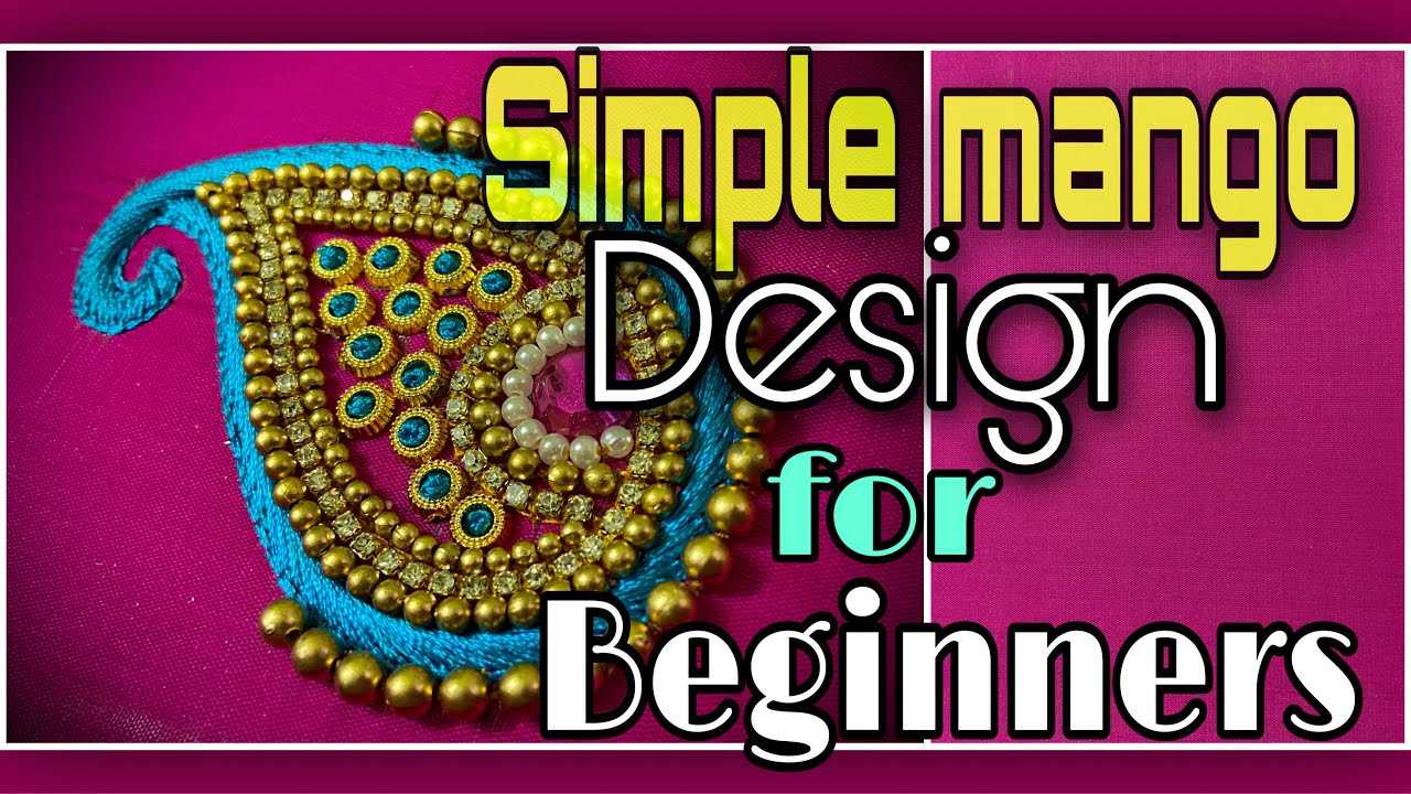 How to make simple mango design for beginners || Aari embroidery work on sleeves