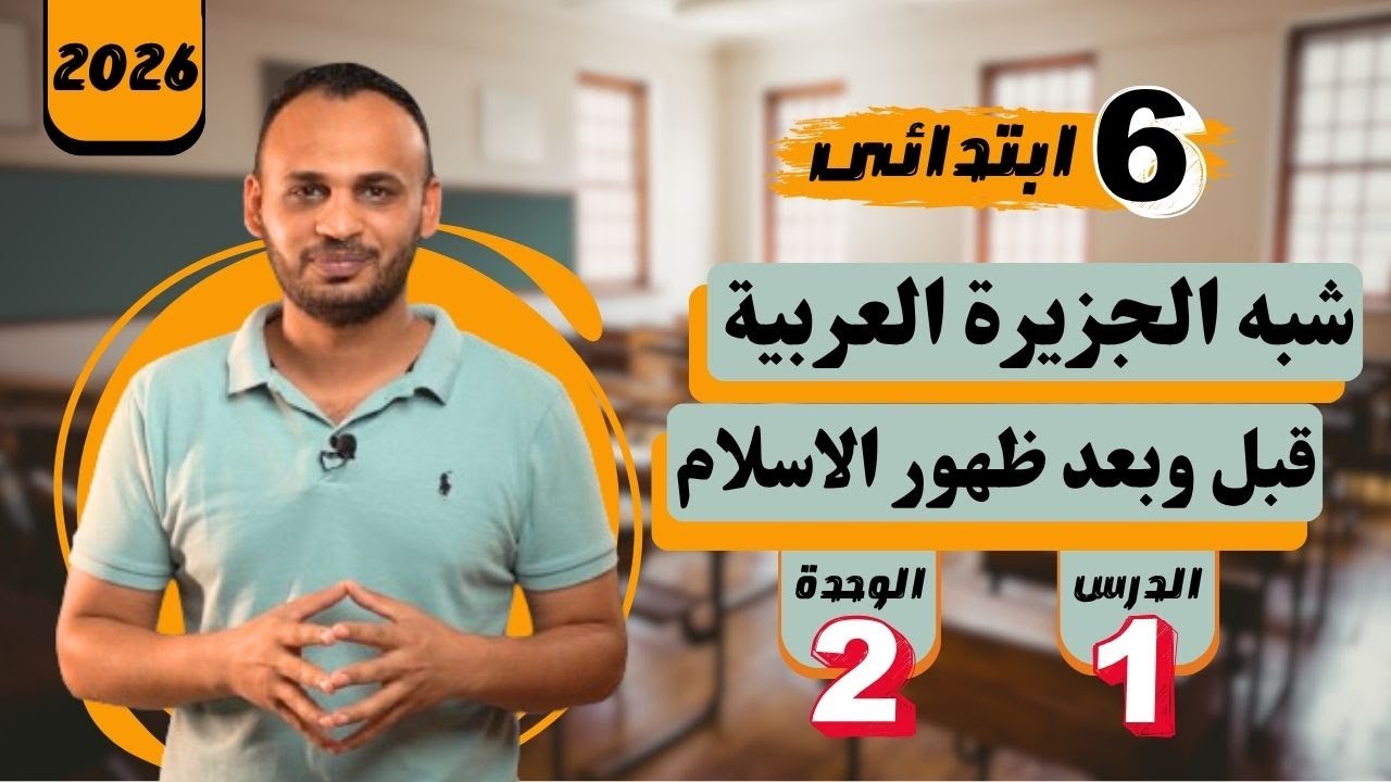 شبه الجزيرة العربية قبل وبعد ظهور الاسلام - الصف السادس الابتدائى 2026