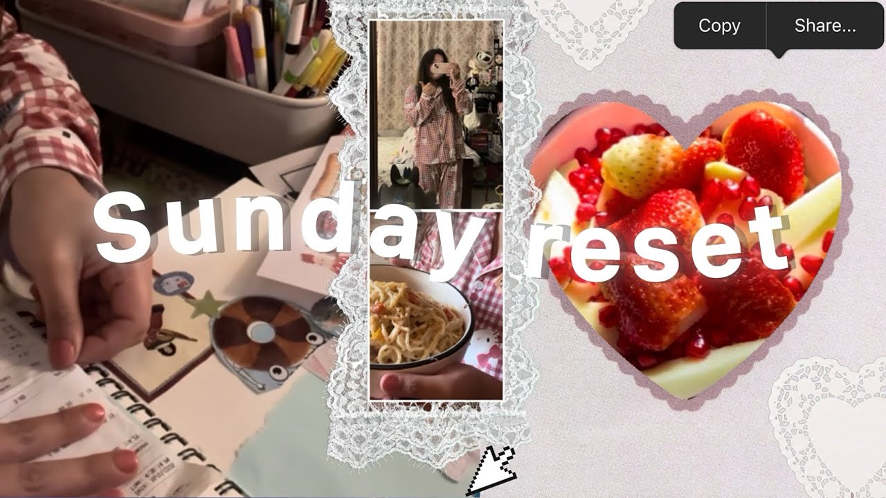 Sunday reset 𓏲๋࣭࣪˖🎐: {Reset. Refresh. Restart}Cleaning, junk journaling⋆˚꩜｡