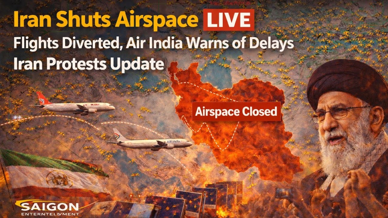 LIVE: Iran Shuts Airspace — Flights Diverted & Air India Warns of Delays | Iran Protests Update