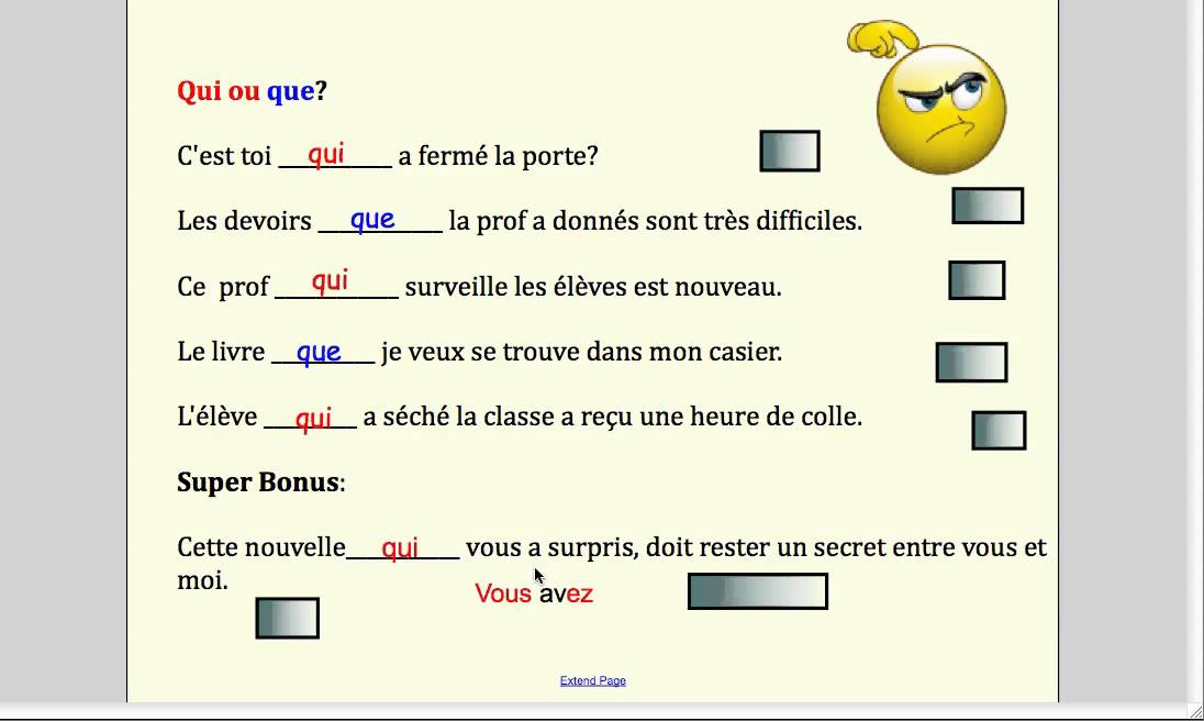 les pronoms relatifs partie 1: qui que - ce qui ce que