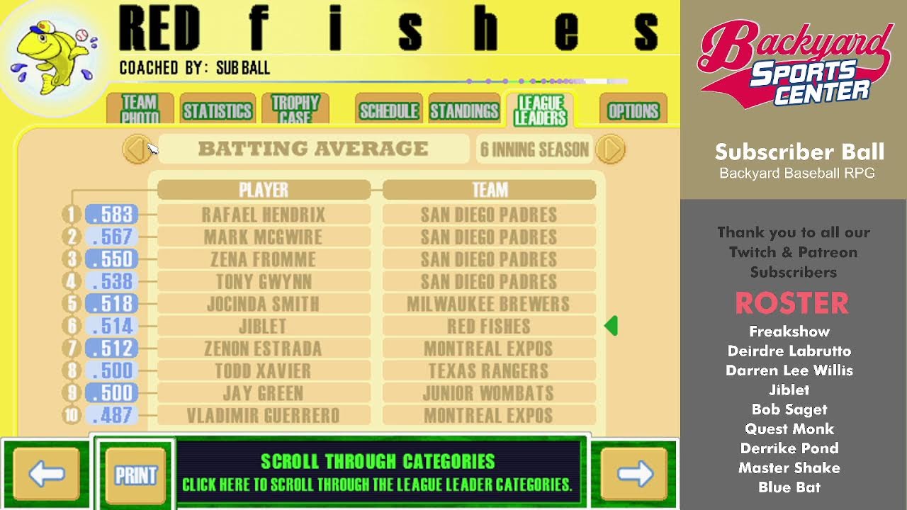 Subscriber Ball, Backyard Baseball RPG