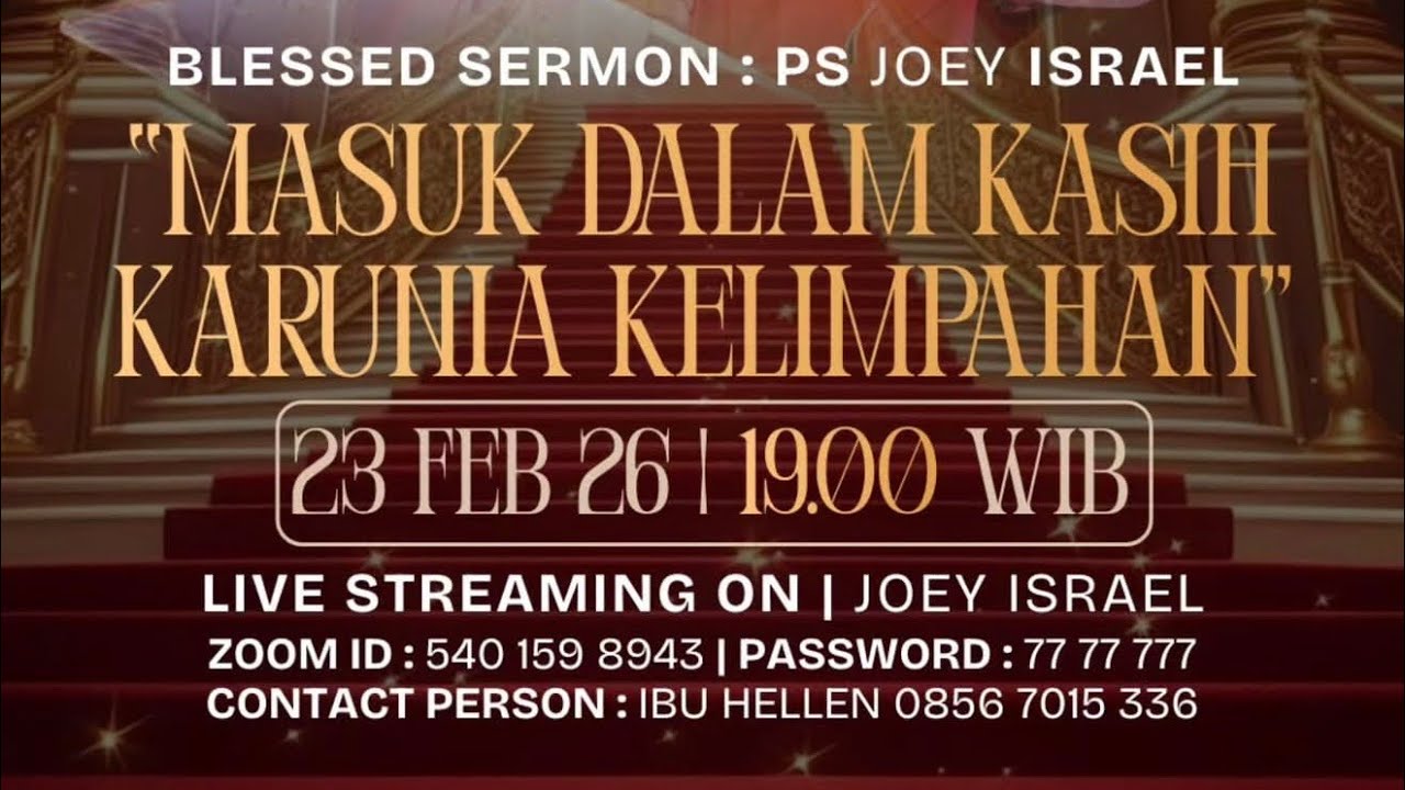 PS JOEY ISRAEL | KKR PEMULIHAN | SENIN , 16 FEBRUARI 2026