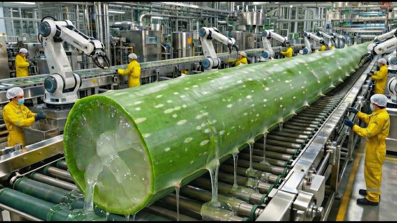 Dentro de una fábrica de aloe vera: cómo se embotellan 100.000 plantas al día (proceso completo)
