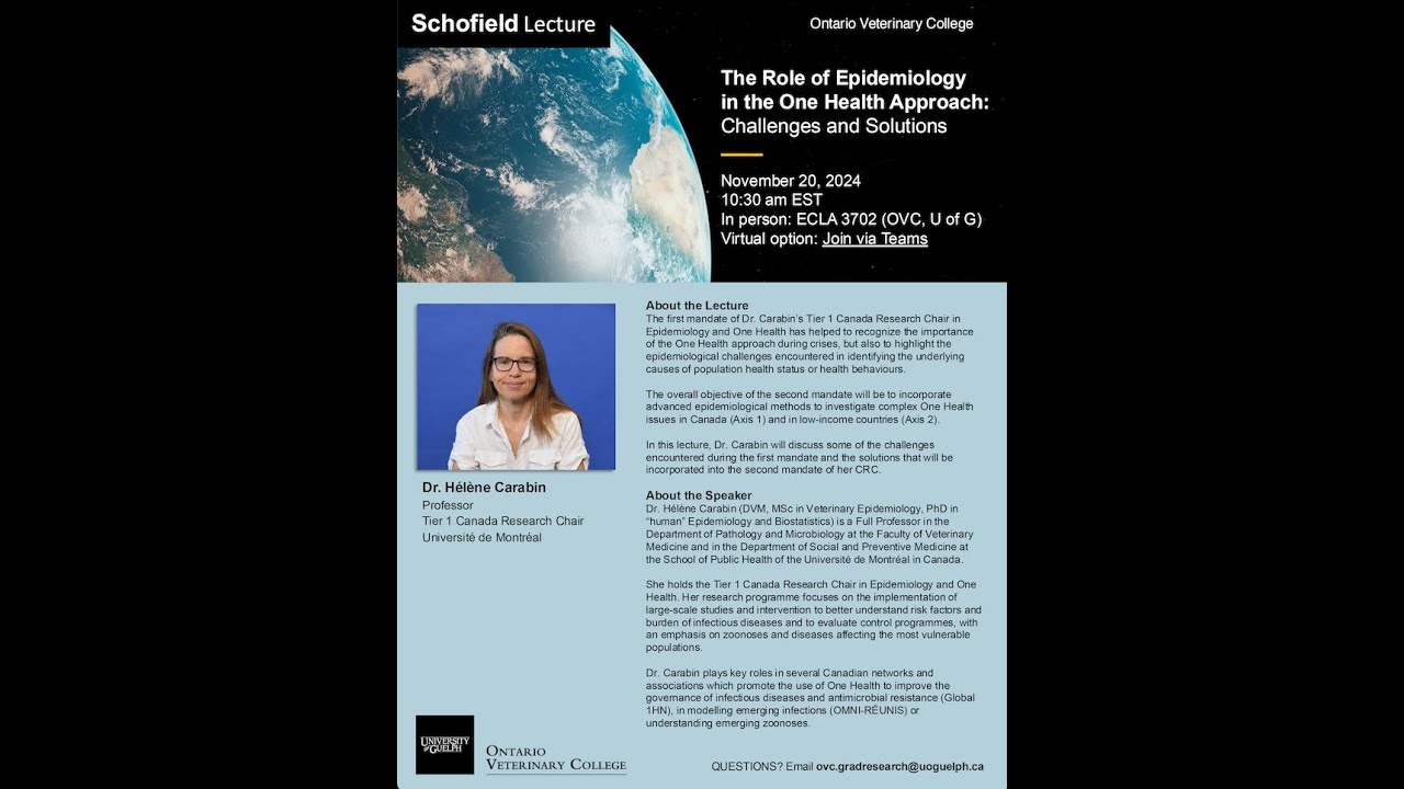 Schofield Lecture with Dr. Hélène Carabin Nov. 21 2024