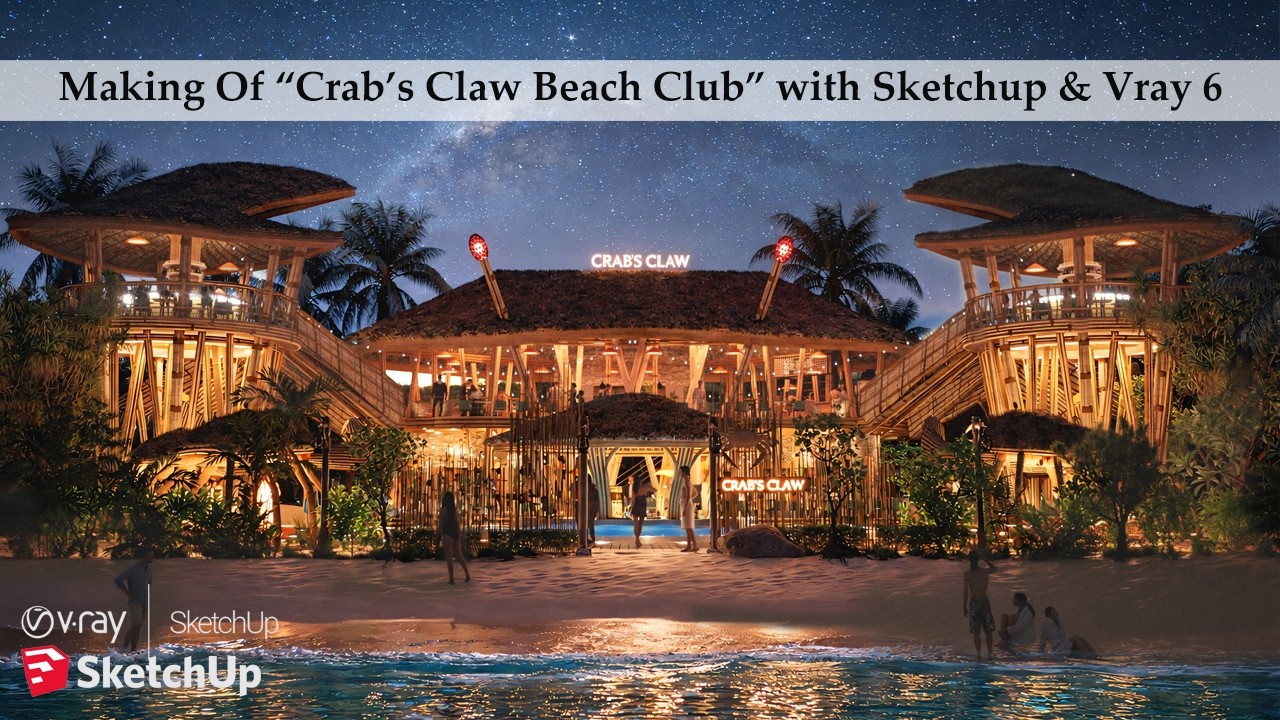 Balinese Bamboo Beach Club | Organic Architecture in SketchUp & V-Ray 6