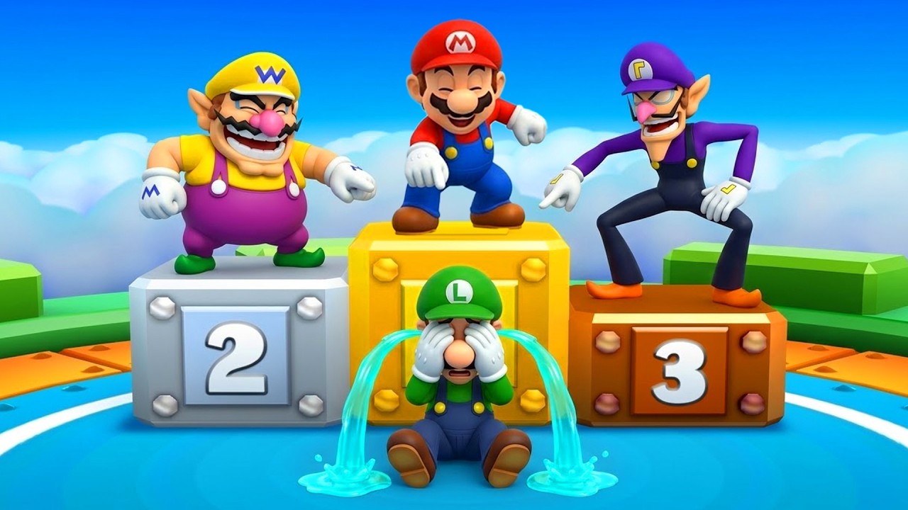 Mario Party 3DS All Dangerous Minigames - Mario VS Luigi VS Wario VS Waluigi (Hardest Difficulty)