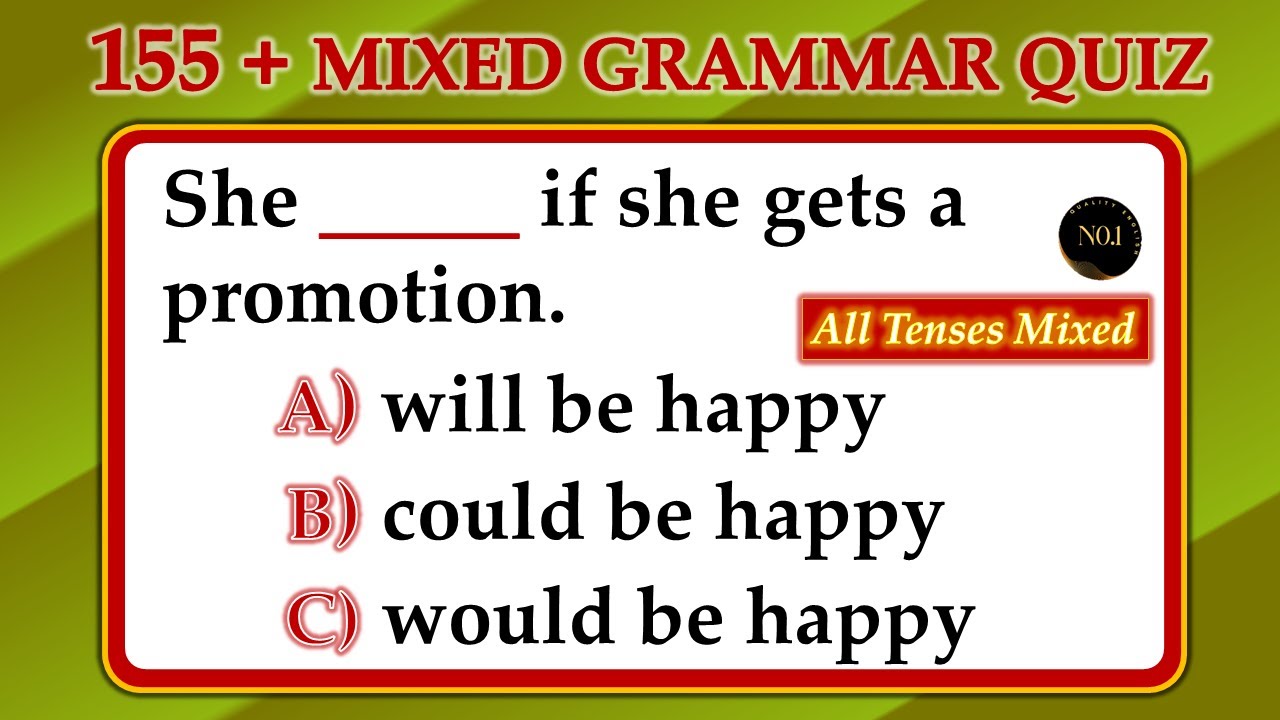 155 + English Grammar Mixed Questions with Answers 📖 | English Tense Quiz | All-in-One Test🎓| No.1