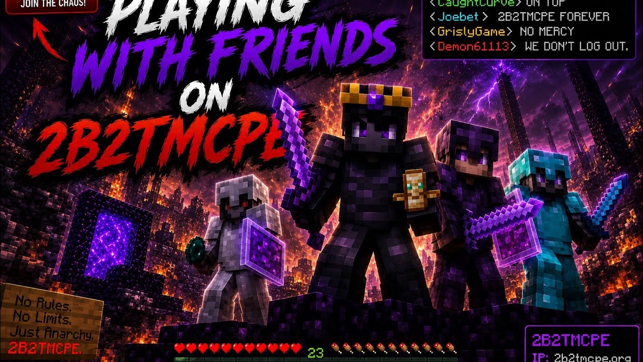 Playing 2b2tmcpe with friends