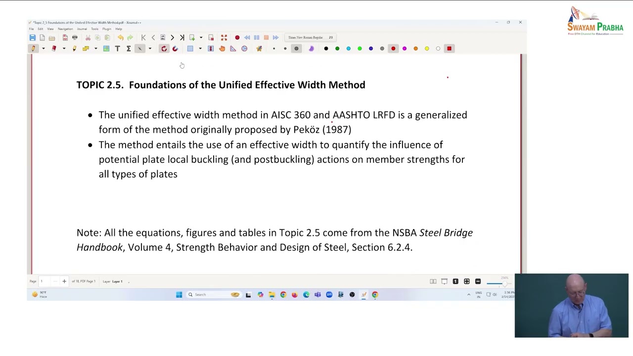Topic 2.5 Foundations of the Unifies Effective Width Method Part 1 #swayamprabha