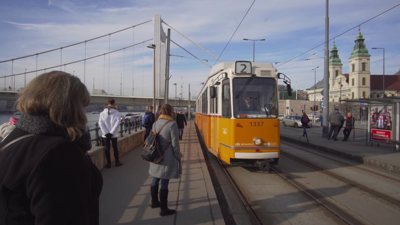 Hungary, Budapest,  Március 15. tér, ride with tram to 2 to fövam ter Metro Station