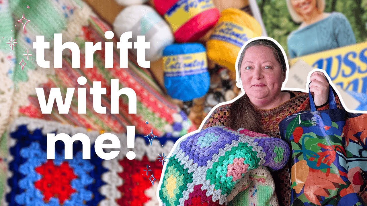 Thrifting for Yarn! 🧶 Crochet & Knitting Supplies Haul + Vintage Finds 🧶🌟