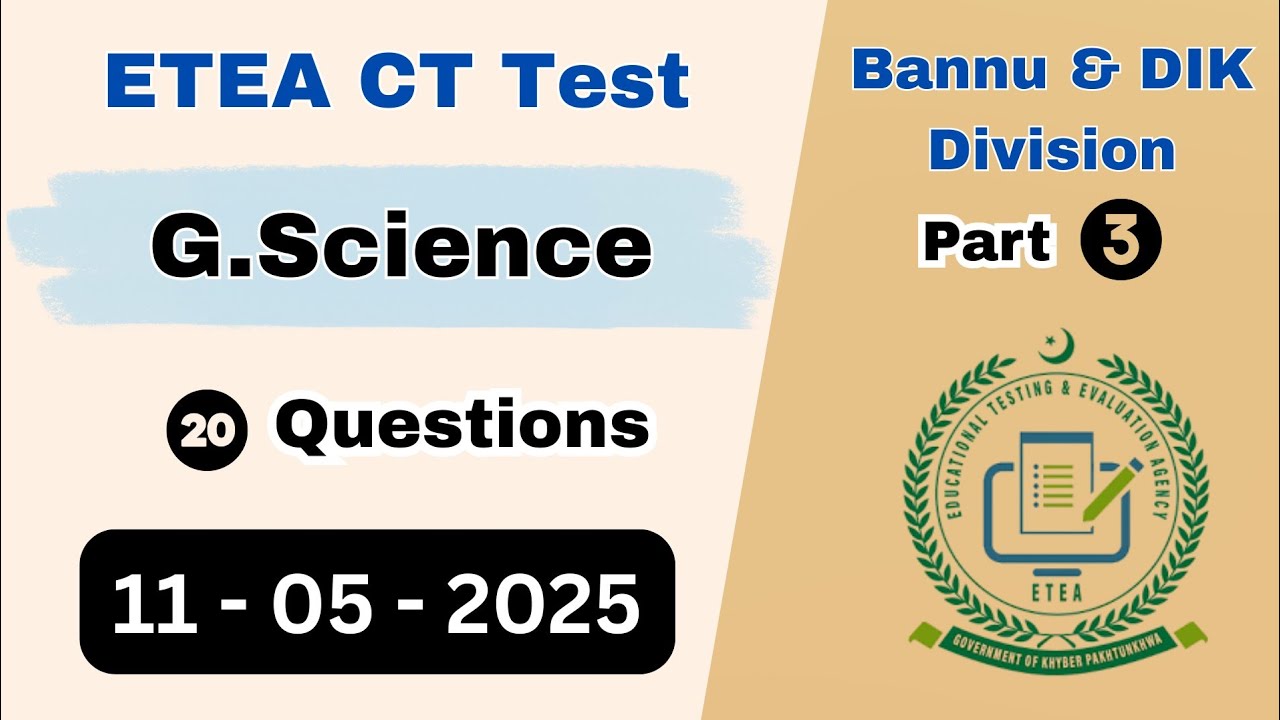 ETEA CT Bannu & DIK Division 11-05-2025 Part 3 | CT Test Bannu Division | CT Test DIK Division