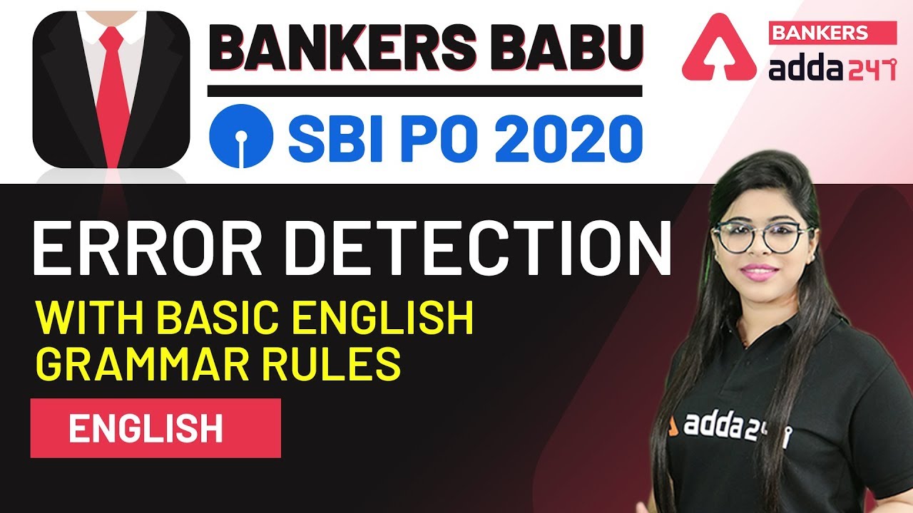 Error Detection With Basic English Grammar Rules | English | Bankers Babu for SBI PO