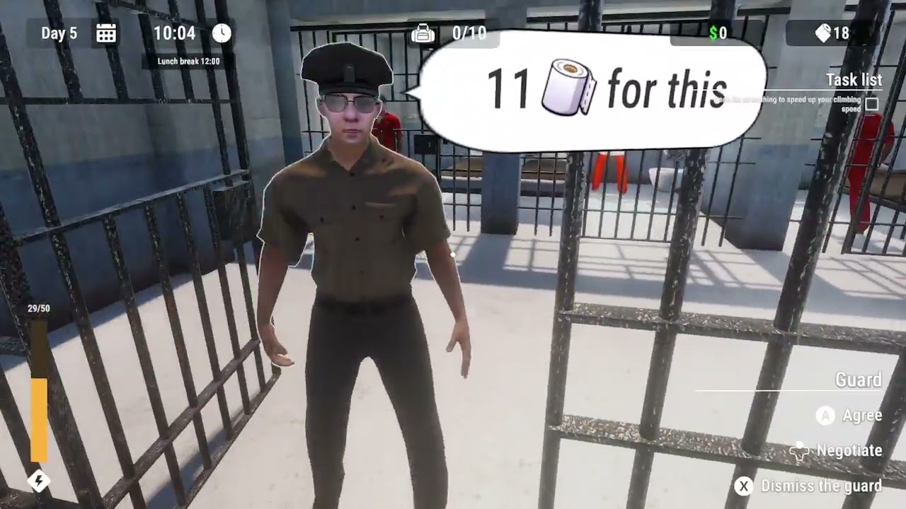 Prison Escape Simulator day5 I got caught. it was back to square 1 again. I did not lose anything.