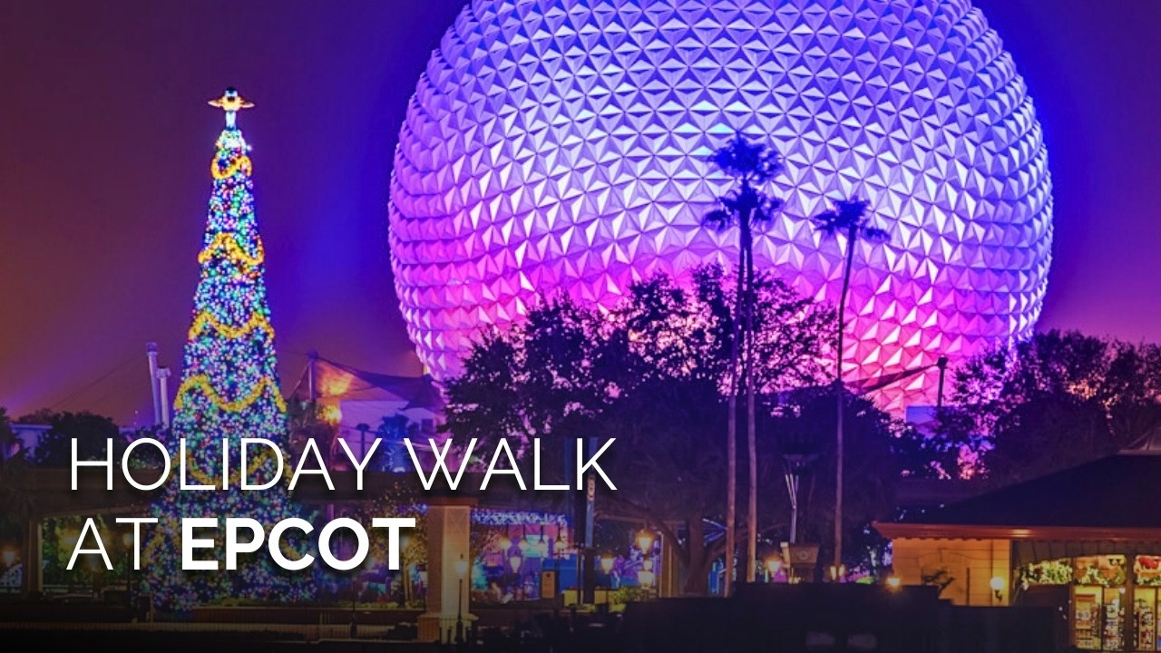 EPCOT holiday evening walk 2025 | 4K relaxing stroll