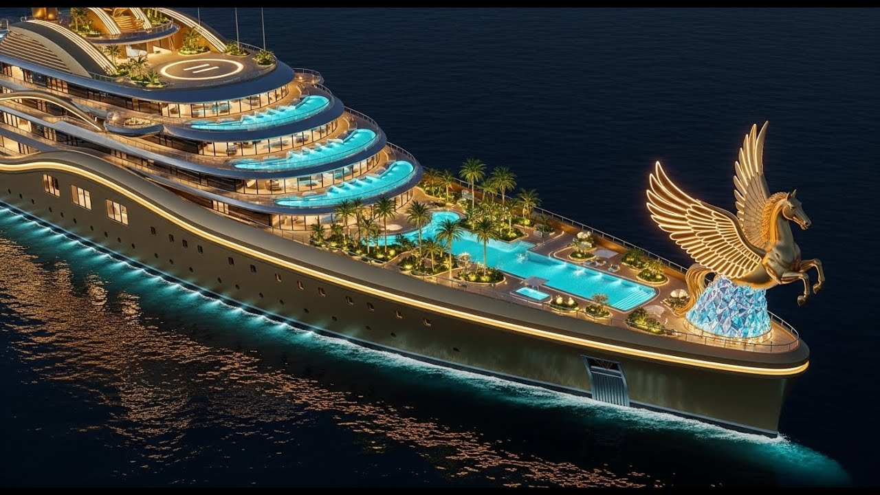 El Yate Más Lujoso y Futurista del Mundo: Un Palacio Dorado en el Mar 4K