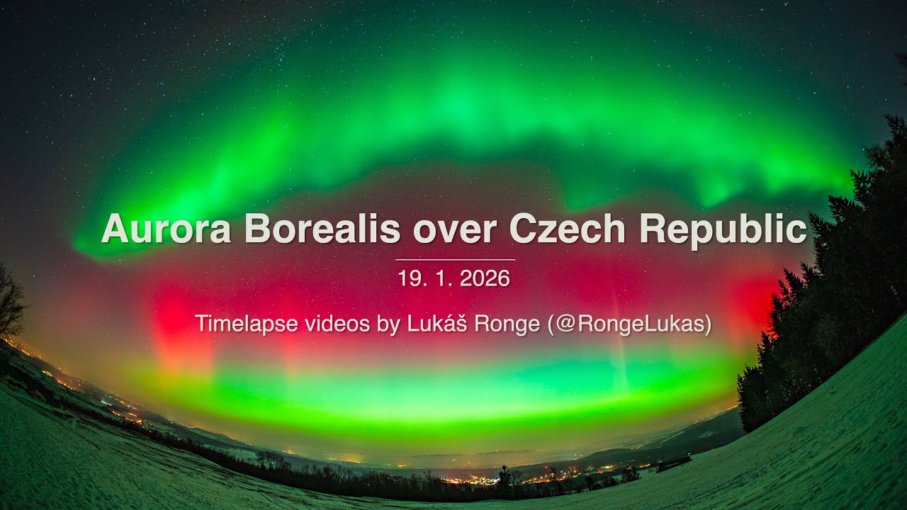 Polární záře (Aurora Borealis) nad Českou republikou - 19.1.2026