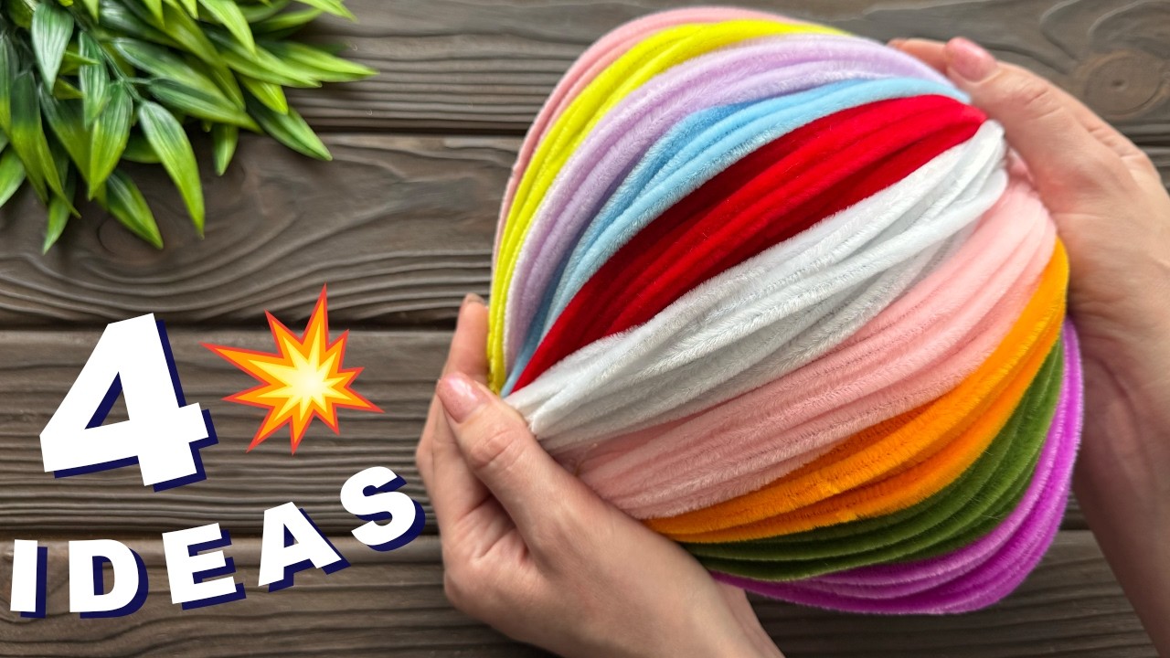 4 IDEAS 💥 DIY Easy Pipe Cleaner Crafts Pipe Cleaner Chenille Decoration Flowers
