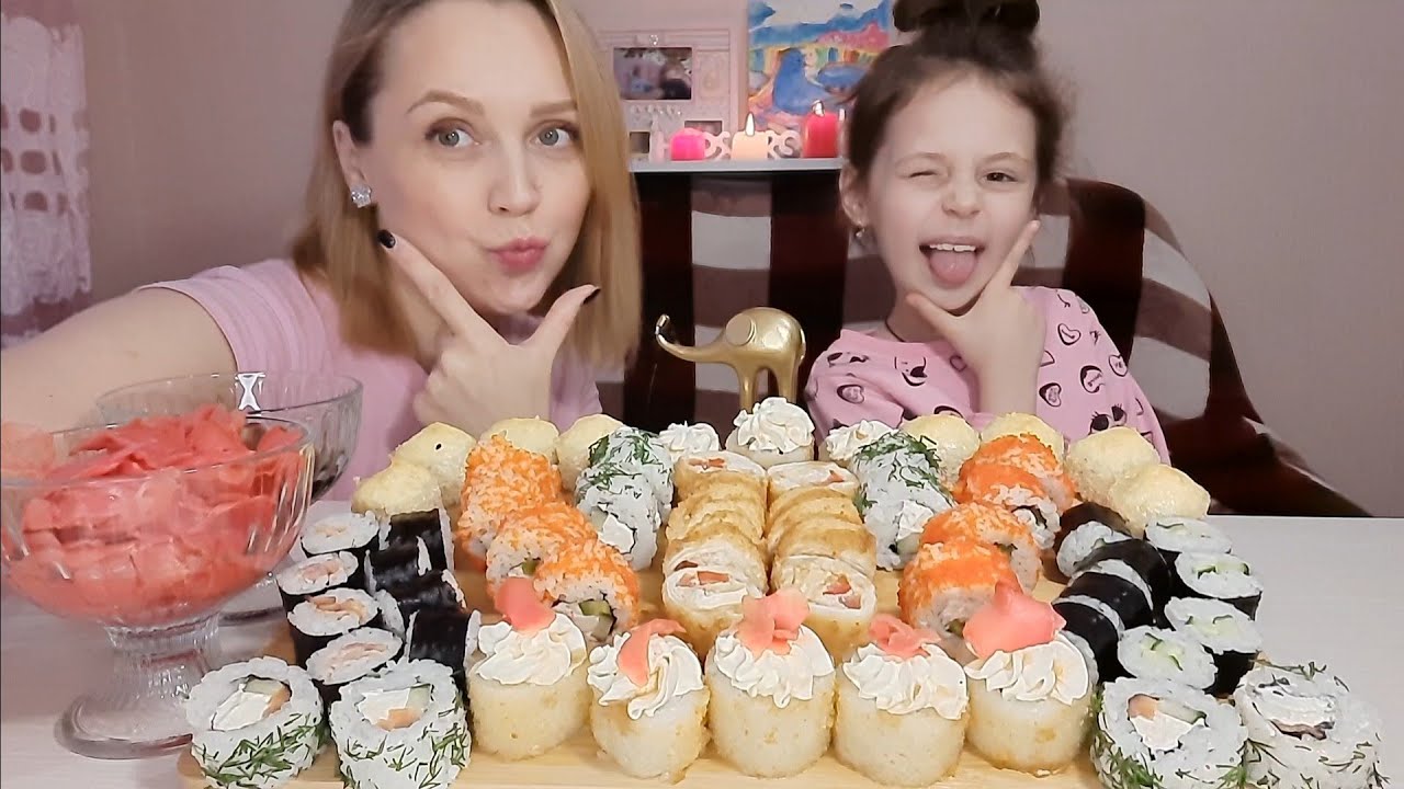 Мукбанг/РОЛЛЫ🥢🍣 Mukbang/ROLLS/Много Ответов и Приветов😉🤩👋