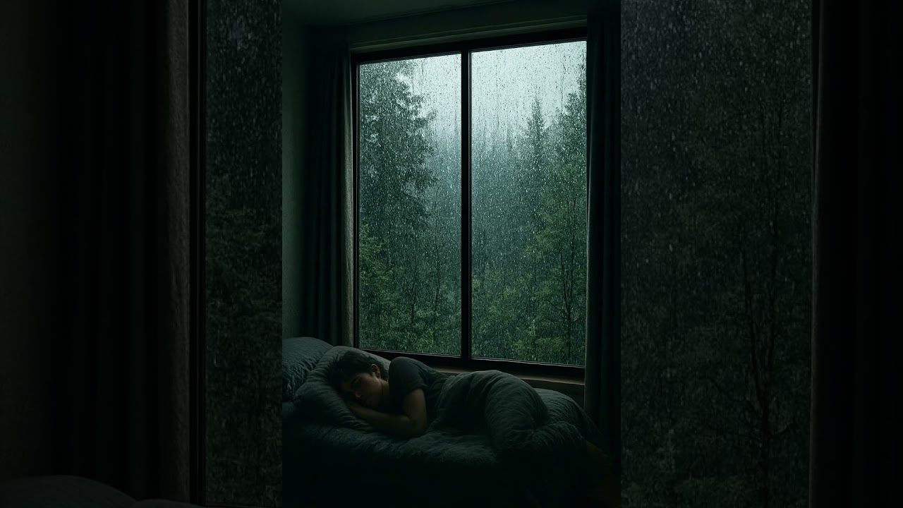 Rainy Night Ambience 🌧️ Cozy Room Overlooking a Forest | Deep Sleep & Relaxation
