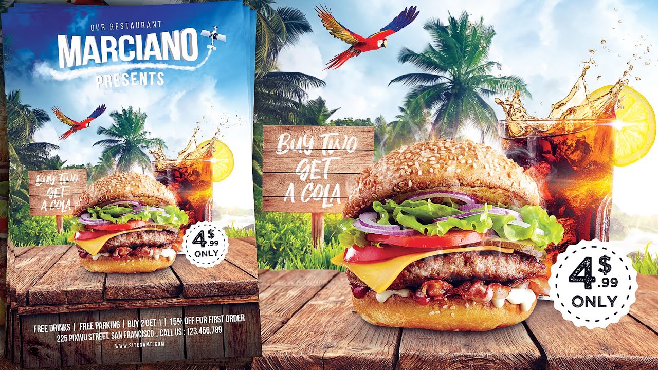 Burger Restaurant Advertising Poster/Flyer Design - Photoshop Tutorial