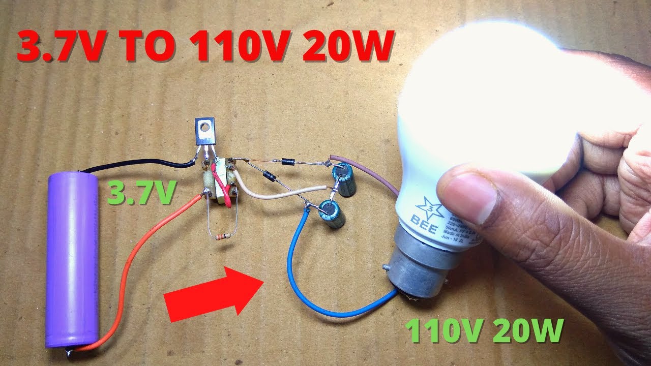 | Mini inverter | 3.7V to 110V 20W powerful inverter. How to make inverter from mobile charger.