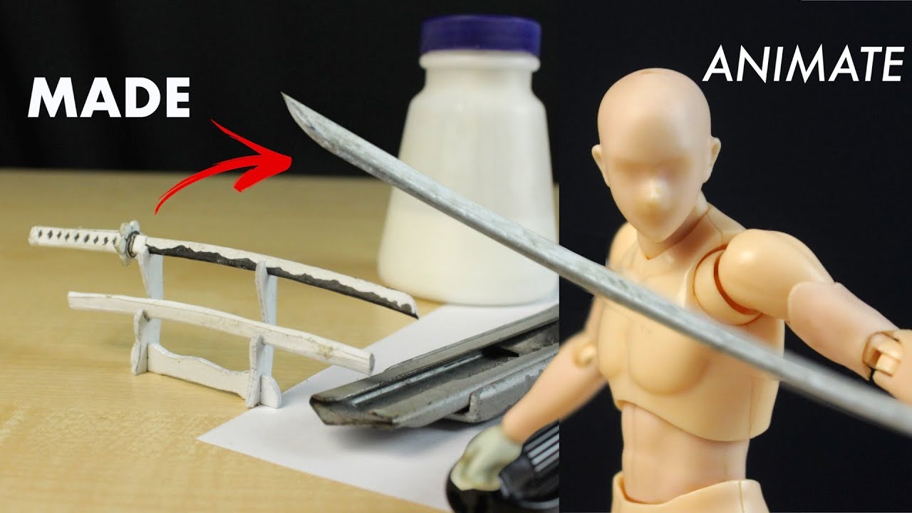 How to make Tiny Katana with Paper & Glue | Stop-motion Fight Scene