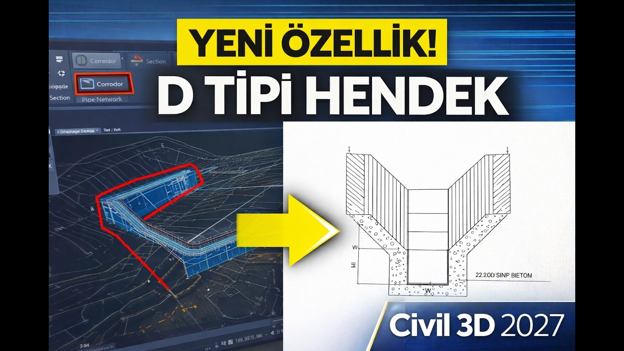 D Tipi Hendek &Ccedil;izimi | Drainage Design - 2027 | Channel #autocadcivil3d #channel #hendek #dtipi