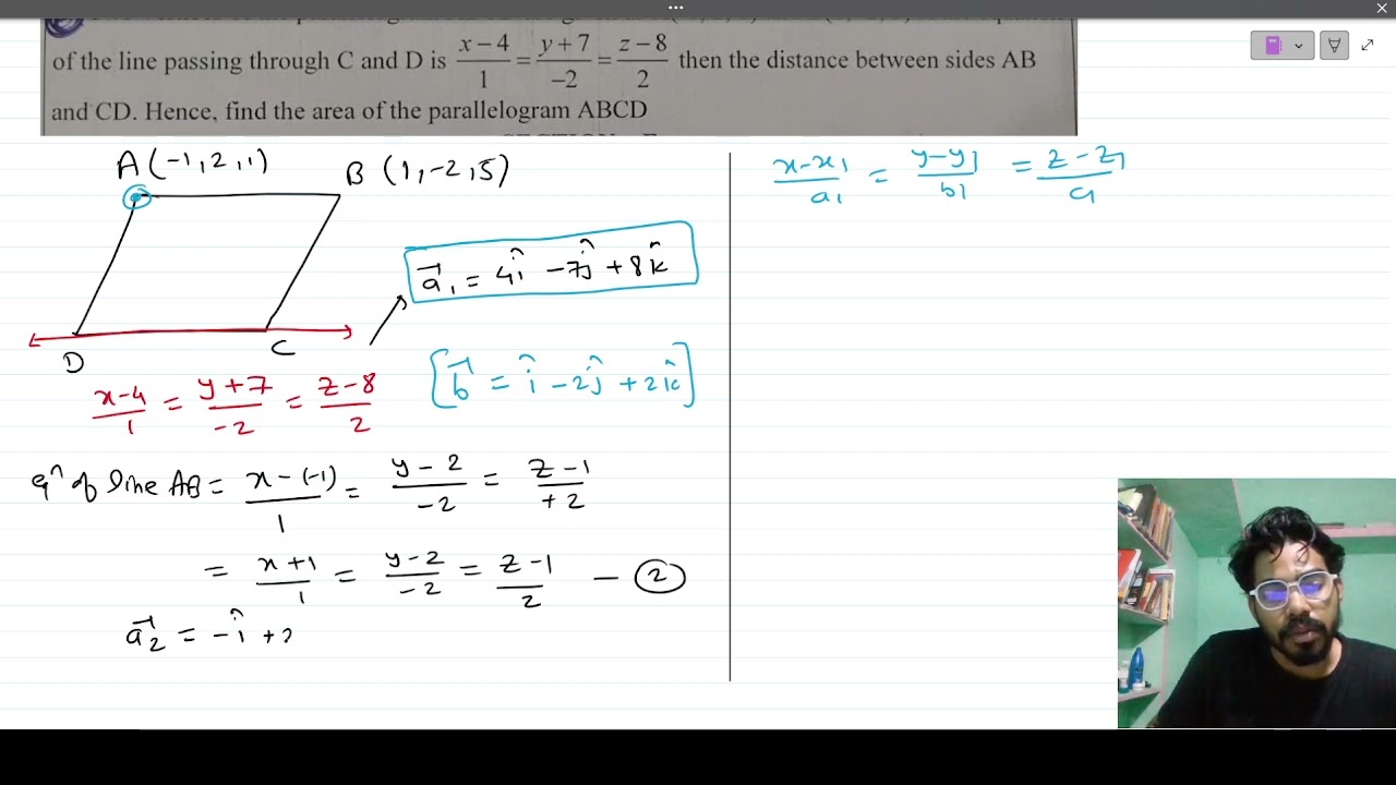 Board PYQ based on distance between two parallel lines.
