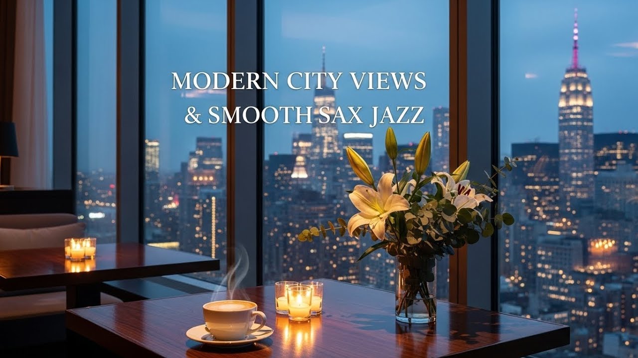 ☕ Urban Rooftop Coffee Escape | Romantic Jazz Above the City