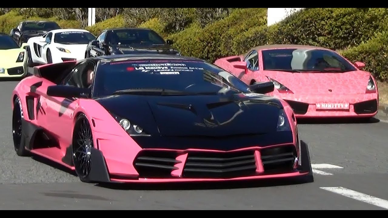 フル加速しながら出撃!! 大黒PAからツーリングに出発するスーパーカー集団 [HD] Amazing sound Ferrari & Lamborghinis!!