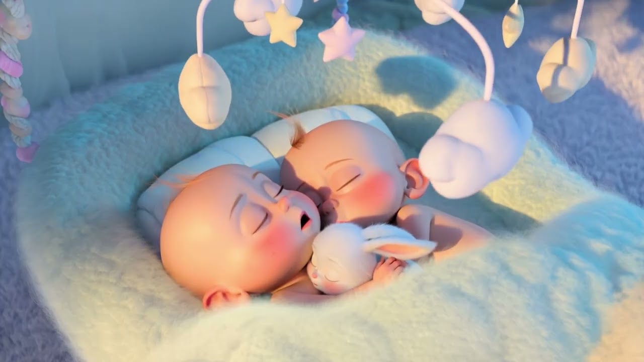 ♫ Cutest Baby Sleep Music 🌙 8 Hours Music Box Lullaby 💤 Baby & Bunny Sleeping Together