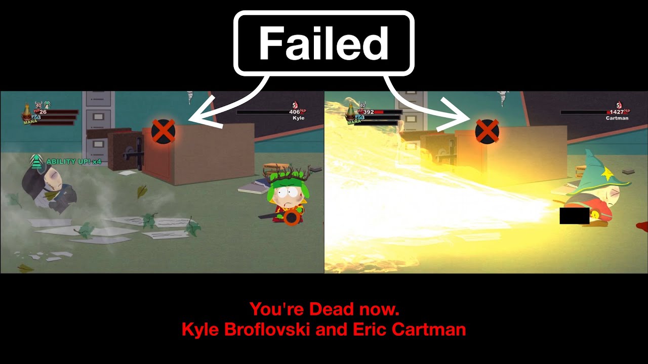QTE Fails During (Kyle and Eric Cartman Boss Battle) | South Park The Stick of Truth