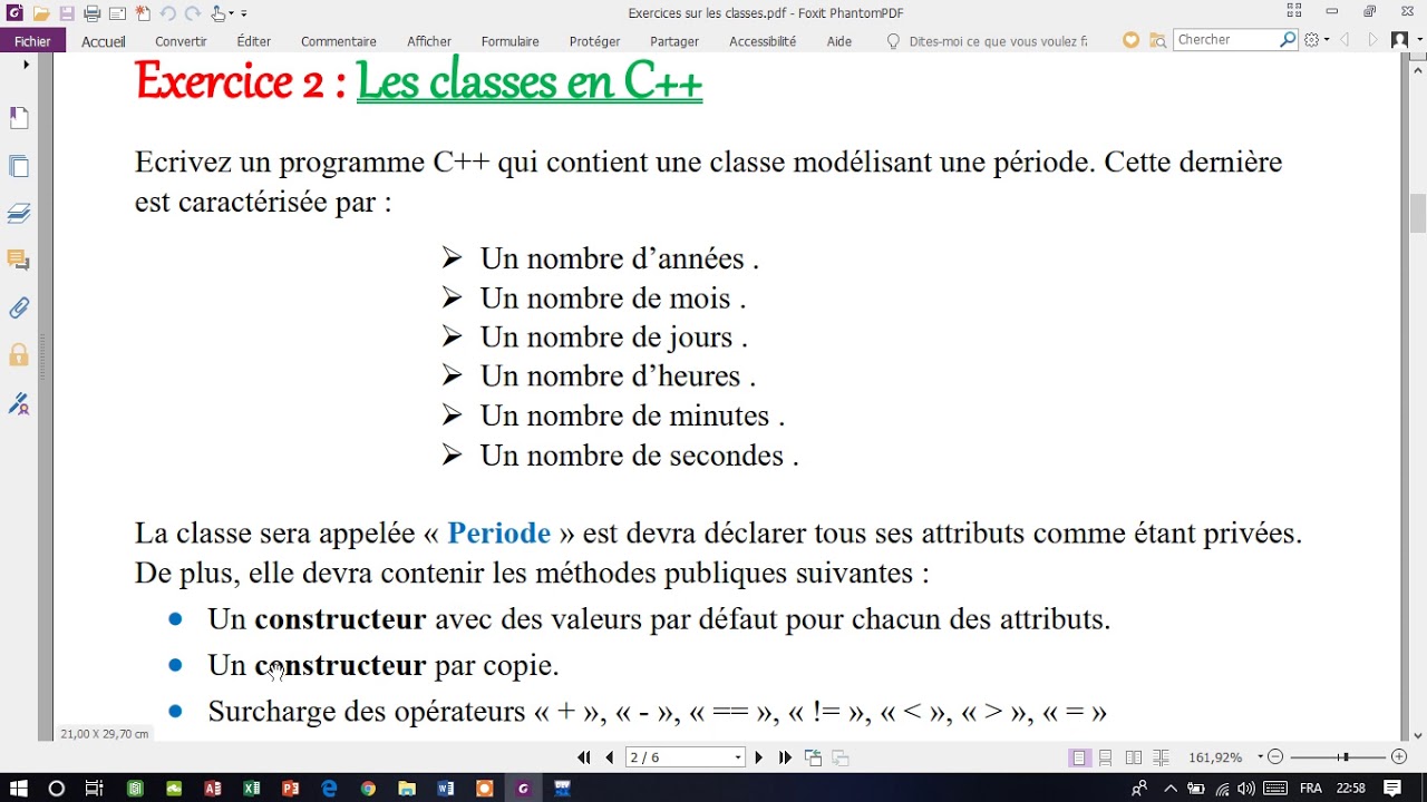 Exercice 2 sur les classes partie 1 lié à surcharge des opérateurs