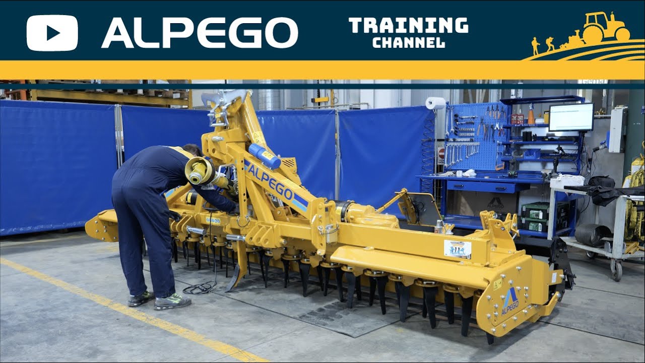 Rollers | Tabs | Cardan assembly | Oil check on foldable power harrow ALPEGO DK-TOP