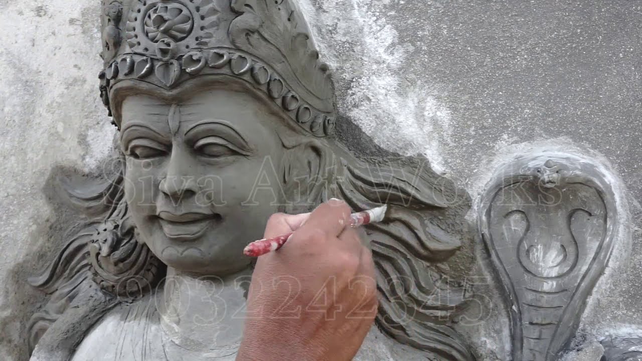 Kaala bhairava face finishing in cement#*#*traditional sculptures##*#Art sculpture##