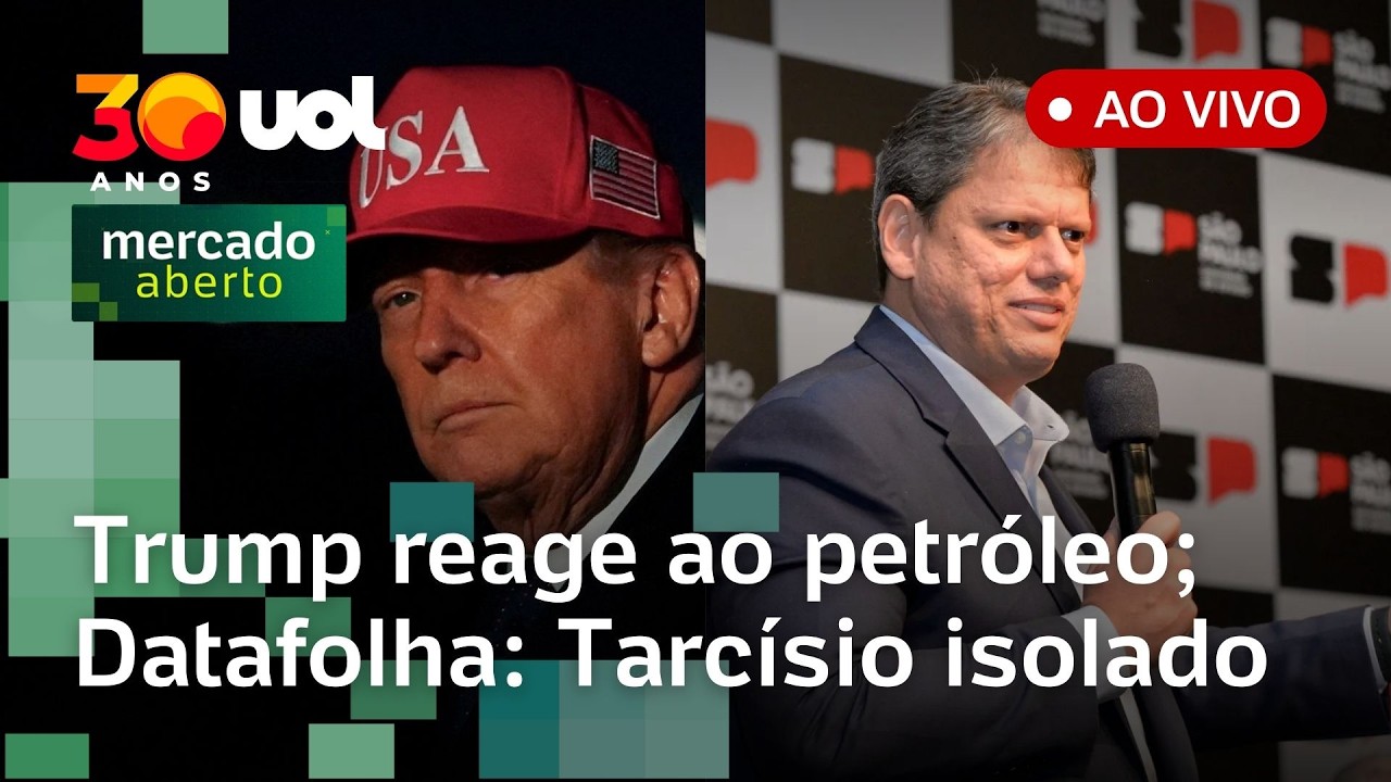 Petróleo dispara e Trump reage; Datafolha: Tarcísio lidera SP, Flávio Bolsonaro e Lula empatados