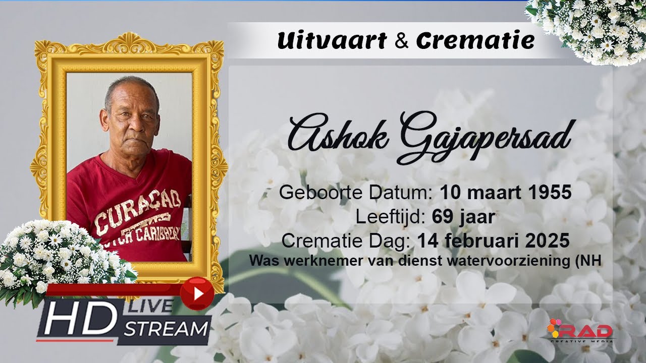 Live Stream: Uitvaart en Crematie van Ashok Gajapersad