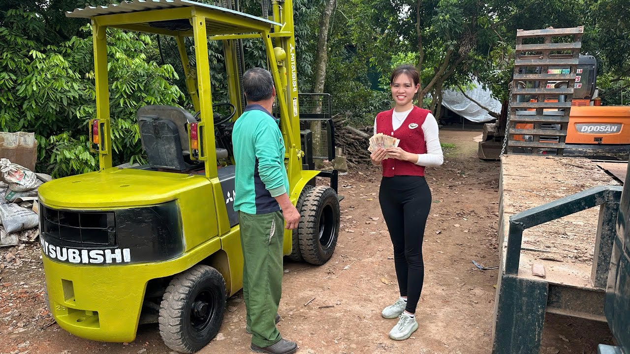 The challenge for the 18-year-old girl: maintain, refurbish, and deliver a Mitsubishi forklift.